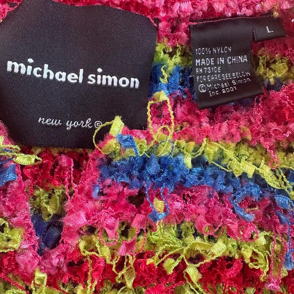 Rare Vintage Michael Simon Confetti Knit short sleeve Top | Size L rainbow knit - Picture 2 of 12